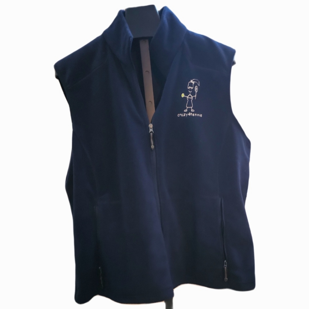 CRAZY4TENNIS BLUE ZIPPERED FLEECE w/ embroidered tennis girl